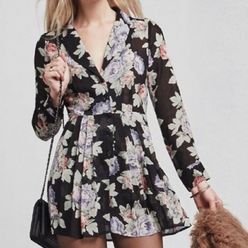 Reformation Floral Black Romper